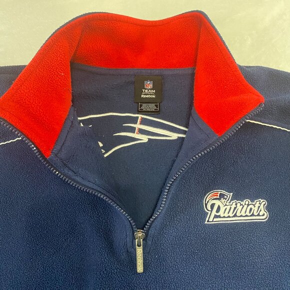 Vintage Reebok NFL New England Patriots 1/4 Zip Fleece Size 2XL Navy Sweater Y2K - Picture 5 of 13